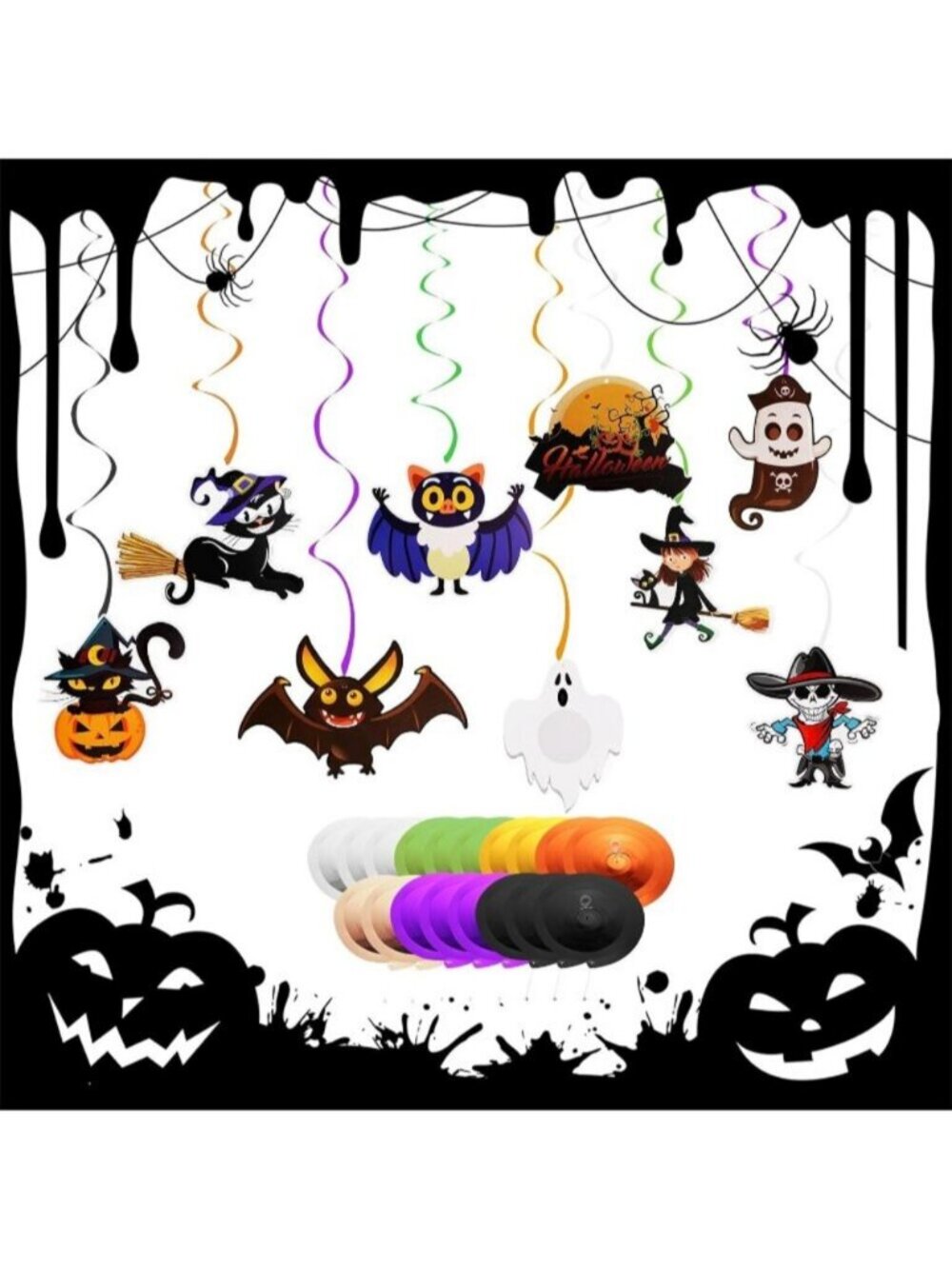 36pcs Halloween Hanging Swirl Decorations Colorful Halloween Ceiling Ornaments - Picture 4 of 6